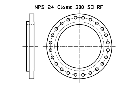 NPS 24 Class 300 SO RF sembolünün önizlemesi, blok FLG_B165_SO_300_24