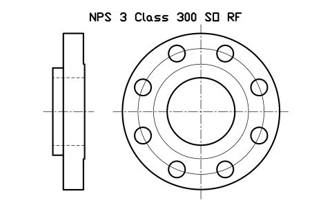 NPS 3 Class 300 SO RF sembolünün önizlemesi, blok FLG_B165_SO_300_3