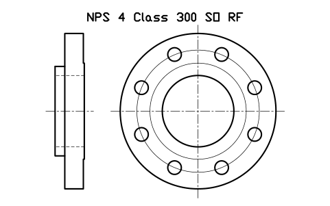 NPS 4 Class 300 SO RF sembolünün önizlemesi, blok FLG_B165_SO_300_4