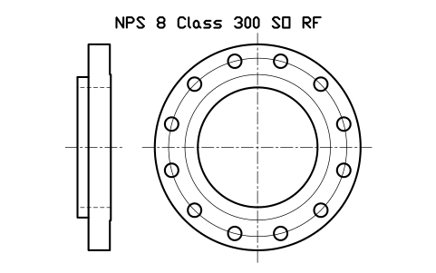 NPS 8 Class 300 SO RF sembolünün önizlemesi, blok FLG_B165_SO_300_8