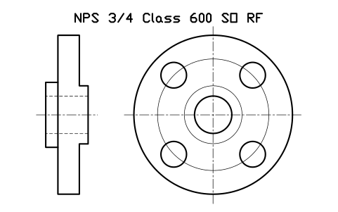 NPS 3/4 Class 600 SO RF sembolünün önizlemesi, blok FLG_B165_SO_600_0.75