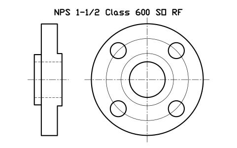 NPS 1-1/2 Class 600 SO RF sembolünün önizlemesi, blok FLG_B165_SO_600_1.5