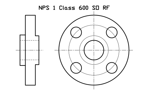 NPS 1 Class 600 SO RF sembolünün önizlemesi, blok FLG_B165_SO_600_1