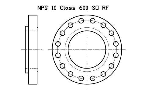 NPS 10 Class 600 SO RF sembolünün önizlemesi, blok FLG_B165_SO_600_10