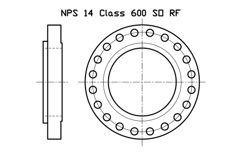 NPS 14 Class 600 SO RF sembolünün önizlemesi, blok FLG_B165_SO_600_14