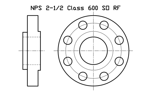 NPS 2-1/2 Class 600 SO RF sembolünün önizlemesi, blok FLG_B165_SO_600_2.5