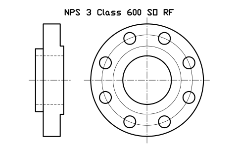 NPS 3 Class 600 SO RF sembolünün önizlemesi, blok FLG_B165_SO_600_3