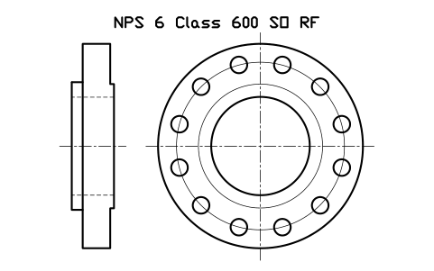 NPS 6 Class 600 SO RF sembolünün önizlemesi, blok FLG_B165_SO_600_6