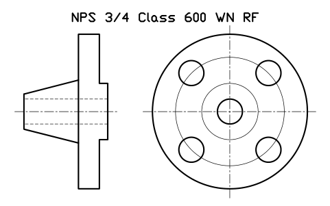 NPS 3/4 Class 600 WN RF sembolünün önizlemesi, blok FLG_B165_WN_600_0.75