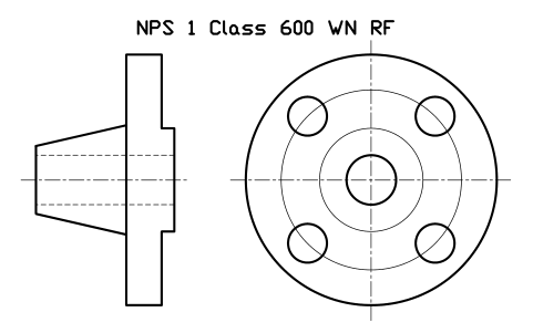 NPS 1 Class 600 WN RF sembolünün önizlemesi, blok FLG_B165_WN_600_1