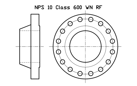 NPS 10 Class 600 WN RF sembolünün önizlemesi, blok FLG_B165_WN_600_10