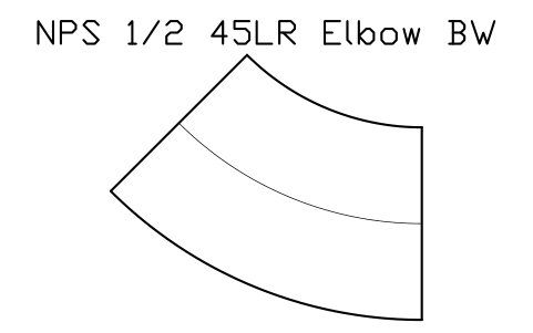 NPS 1/2 45LR Elbow BW sembolünün önizlemesi, blok FIT_B169_ELB45LR_0.5