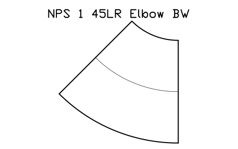NPS 1 45LR Elbow BW sembolünün önizlemesi, blok FIT_B169_ELB45LR_1