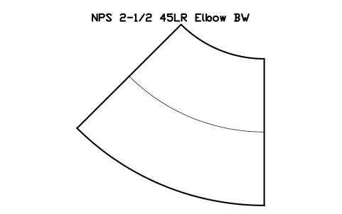 NPS 2-1/2 45LR Elbow BW sembolünün önizlemesi, blok FIT_B169_ELB45LR_2.5