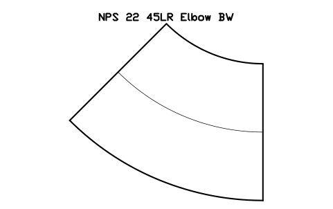 NPS 22 45LR Elbow BW sembolünün önizlemesi, blok FIT_B169_ELB45LR_22