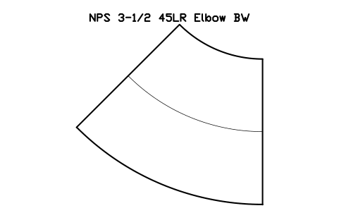 NPS 3-1/2 45LR Elbow BW sembolünün önizlemesi, blok FIT_B169_ELB45LR_3.5