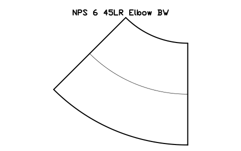 NPS 6 45LR Elbow BW sembolünün önizlemesi, blok FIT_B169_ELB45LR_6