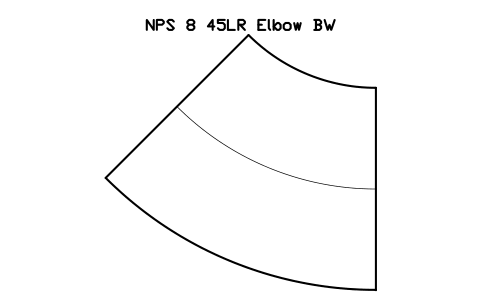 NPS 8 45LR Elbow BW sembolünün önizlemesi, blok FIT_B169_ELB45LR_8