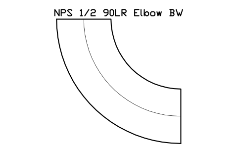 NPS 1/2 90LR Elbow BW sembolünün önizlemesi, blok FIT_B169_ELB90LR_0.5
