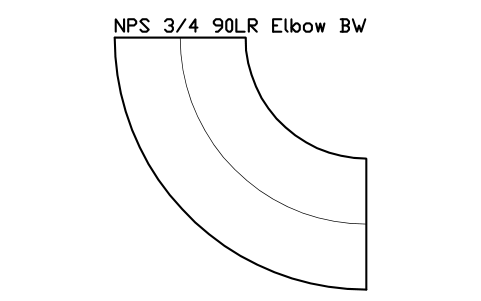NPS 3/4 90LR Elbow BW sembolünün önizlemesi, blok FIT_B169_ELB90LR_0.75