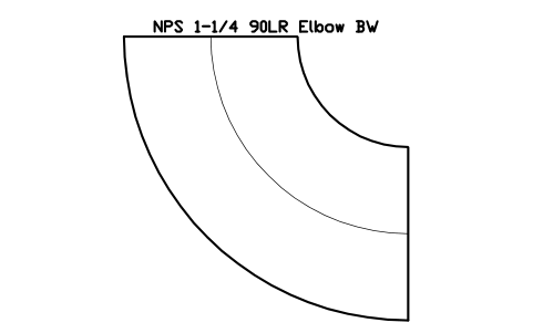 NPS 1-1/4 90LR Elbow BW sembolünün önizlemesi, blok FIT_B169_ELB90LR_1.25