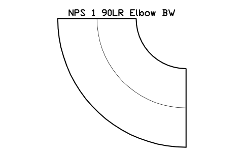 NPS 1 90LR Elbow BW sembolünün önizlemesi, blok FIT_B169_ELB90LR_1