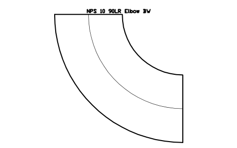 NPS 10 90LR Elbow BW sembolünün önizlemesi, blok FIT_B169_ELB90LR_10