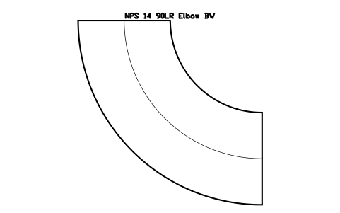 NPS 14 90LR Elbow BW sembolünün önizlemesi, blok FIT_B169_ELB90LR_14