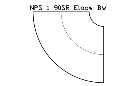 NPS 1 90SR Elbow BW sembolünün önizlemesi, blok FIT_B169_ELB90SR_1