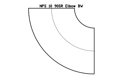 NPS 10 90SR Elbow BW sembolünün önizlemesi, blok FIT_B169_ELB90SR_10
