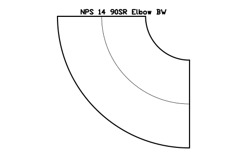 NPS 14 90SR Elbow BW sembolünün önizlemesi, blok FIT_B169_ELB90SR_14