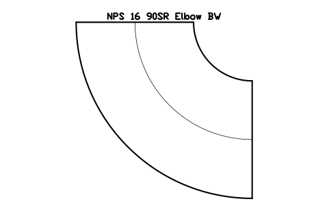 NPS 16 90SR Elbow BW sembolünün önizlemesi, blok FIT_B169_ELB90SR_16