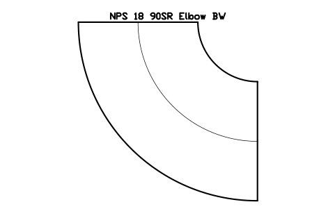 NPS 18 90SR Elbow BW sembolünün önizlemesi, blok FIT_B169_ELB90SR_18
