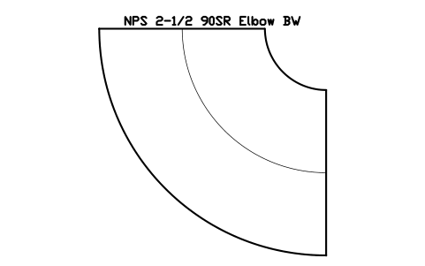NPS 2-1/2 90SR Elbow BW sembolünün önizlemesi, blok FIT_B169_ELB90SR_2.5