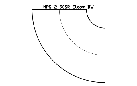 NPS 2 90SR Elbow BW sembolünün önizlemesi, blok FIT_B169_ELB90SR_2