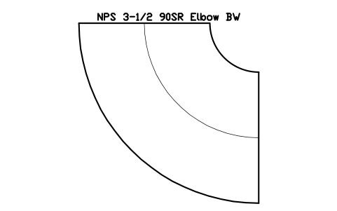 NPS 3-1/2 90SR Elbow BW sembolünün önizlemesi, blok FIT_B169_ELB90SR_3.5