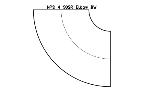 NPS 4 90SR Elbow BW sembolünün önizlemesi, blok FIT_B169_ELB90SR_4