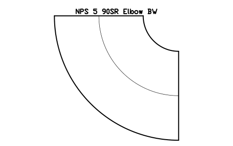NPS 5 90SR Elbow BW sembolünün önizlemesi, blok FIT_B169_ELB90SR_5