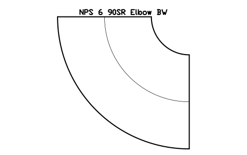 NPS 6 90SR Elbow BW sembolünün önizlemesi, blok FIT_B169_ELB90SR_6