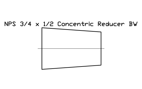 NPS 3/4 x 1/2 Concentric Reducer BW sembolünün önizlemesi, blok FIT_B169_REDC_0.75X0.5
