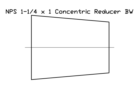 NPS 1-1/4 x 1 Concentric Reducer BW sembolünün önizlemesi, blok FIT_B169_REDC_1.25X1