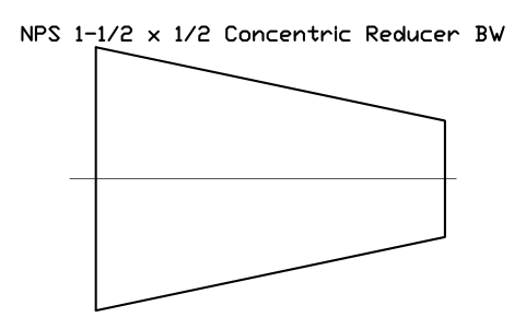 NPS 1-1/2 x 1/2 Concentric Reducer BW sembolünün önizlemesi, blok FIT_B169_REDC_1.5X0.5