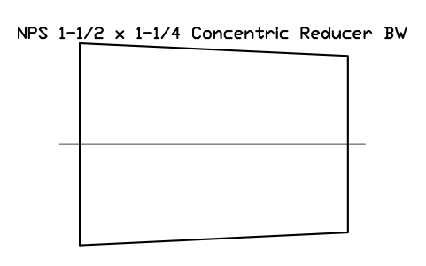 NPS 1-1/2 x 1-1/4 Concentric Reducer BW sembolünün önizlemesi, blok FIT_B169_REDC_1.5X1.25
