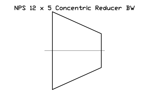 NPS 12 x 5 Concentric Reducer BW sembolünün önizlemesi, blok FIT_B169_REDC_12X5