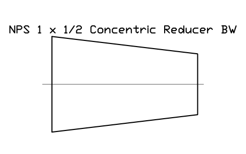 NPS 1 x 1/2 Concentric Reducer BW sembolünün önizlemesi, blok FIT_B169_REDC_1X0.5