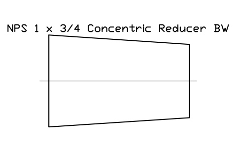 NPS 1 x 3/4 Concentric Reducer BW sembolünün önizlemesi, blok FIT_B169_REDC_1X0.75