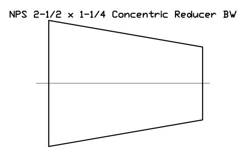 NPS 2-1/2 x 1-1/4 Concentric Reducer BW sembolünün önizlemesi, blok FIT_B169_REDC_2.5X1.25