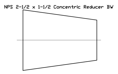 NPS 2-1/2 x 1-1/2 Concentric Reducer BW sembolünün önizlemesi, blok FIT_B169_REDC_2.5X1.5