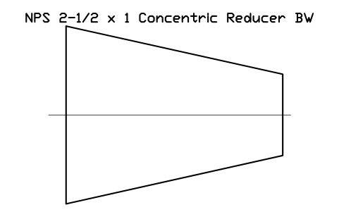 NPS 2-1/2 x 1 Concentric Reducer BW sembolünün önizlemesi, blok FIT_B169_REDC_2.5X1