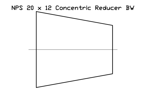 NPS 20 x 12 Concentric Reducer BW sembolünün önizlemesi, blok FIT_B169_REDC_20X12